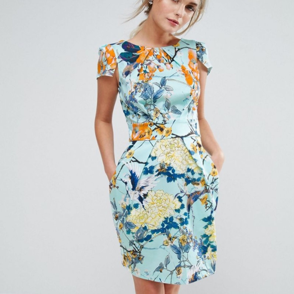 Closet London Floral Print Short Sleeve Dress